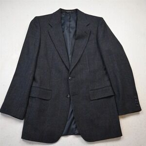 NEW Deadstock Vtg 36R Gray Windowpane Wool Tweed Mens Blazer Jacket Sport Coat